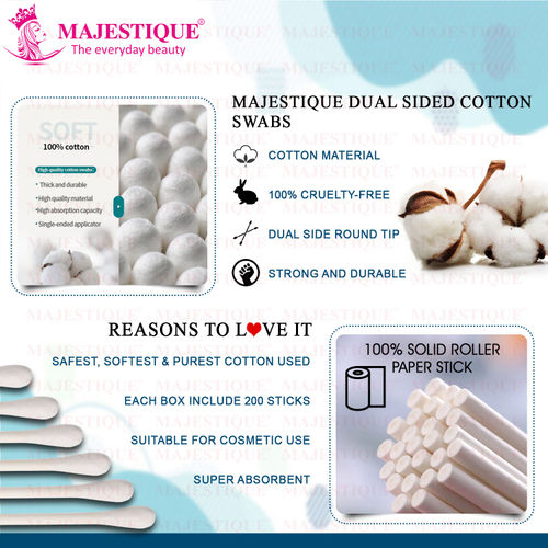 Buy Majestique 200Pcs Paper Cotton Swabs - Gentle On Face, Ear Cleaning,  Makeup, And Beauty Applicator Online