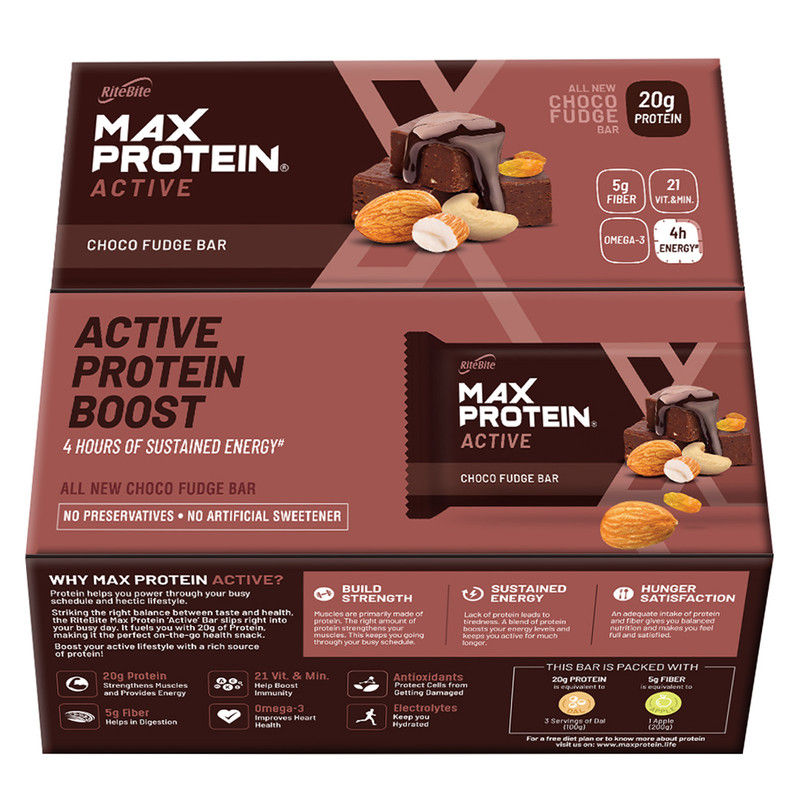 RiteBite Max Protein Active Choco Fudge Bars Pack Of 12
