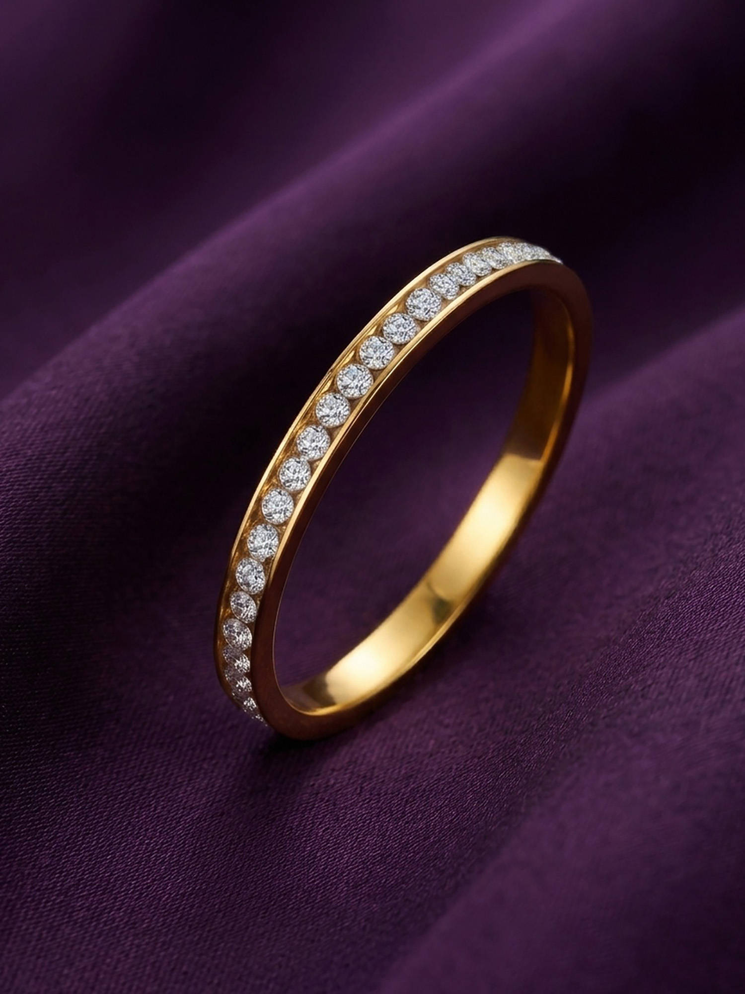 RACHIVA 18K Gold Plated Cz Half Eternity Band Ring (6)