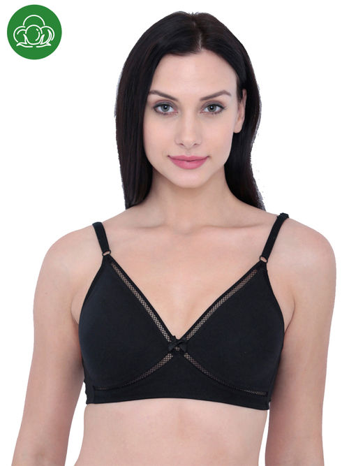 Buy Nykd by Nykaa Breathe Cotton Double layer Wireless Encircled Bra Full  Coverage - Black NYB006 Online