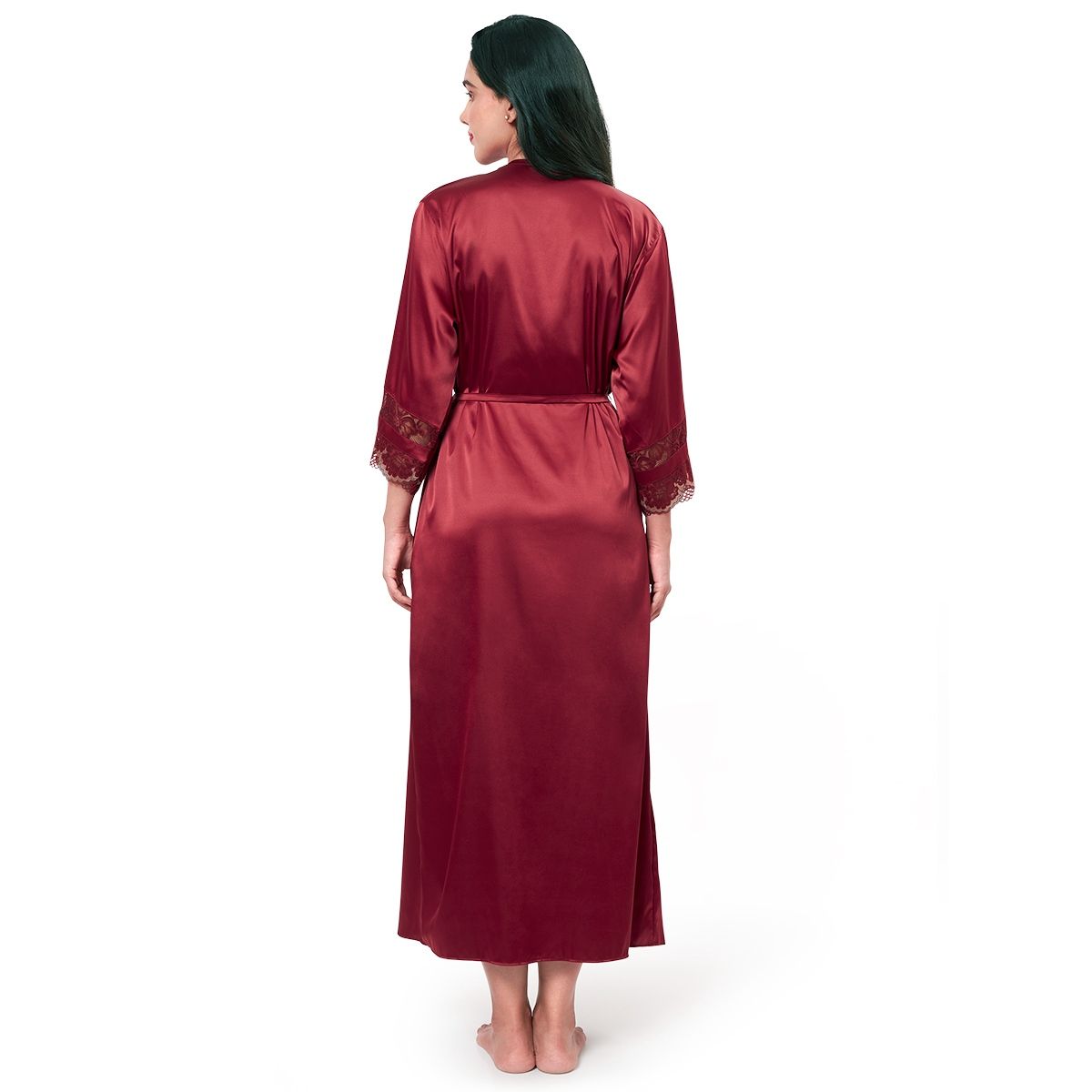 Amante Solid Non Padded VNeck Full Sleeve Full Length Sleep Robe Red Buy Amante Solid Non