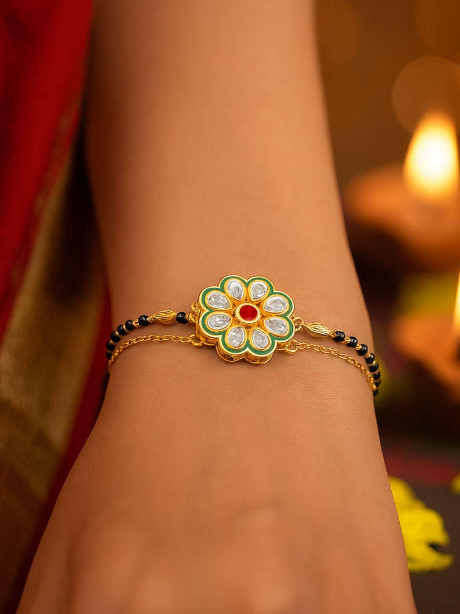 Digital Dress Room Women Multi-Color Kundan Brass Mangal sutra Bracelet