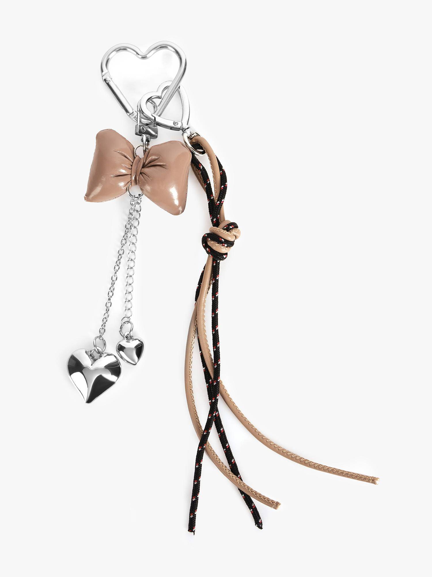Kazo Brown Ovrin Bow And Heart Bag Charm