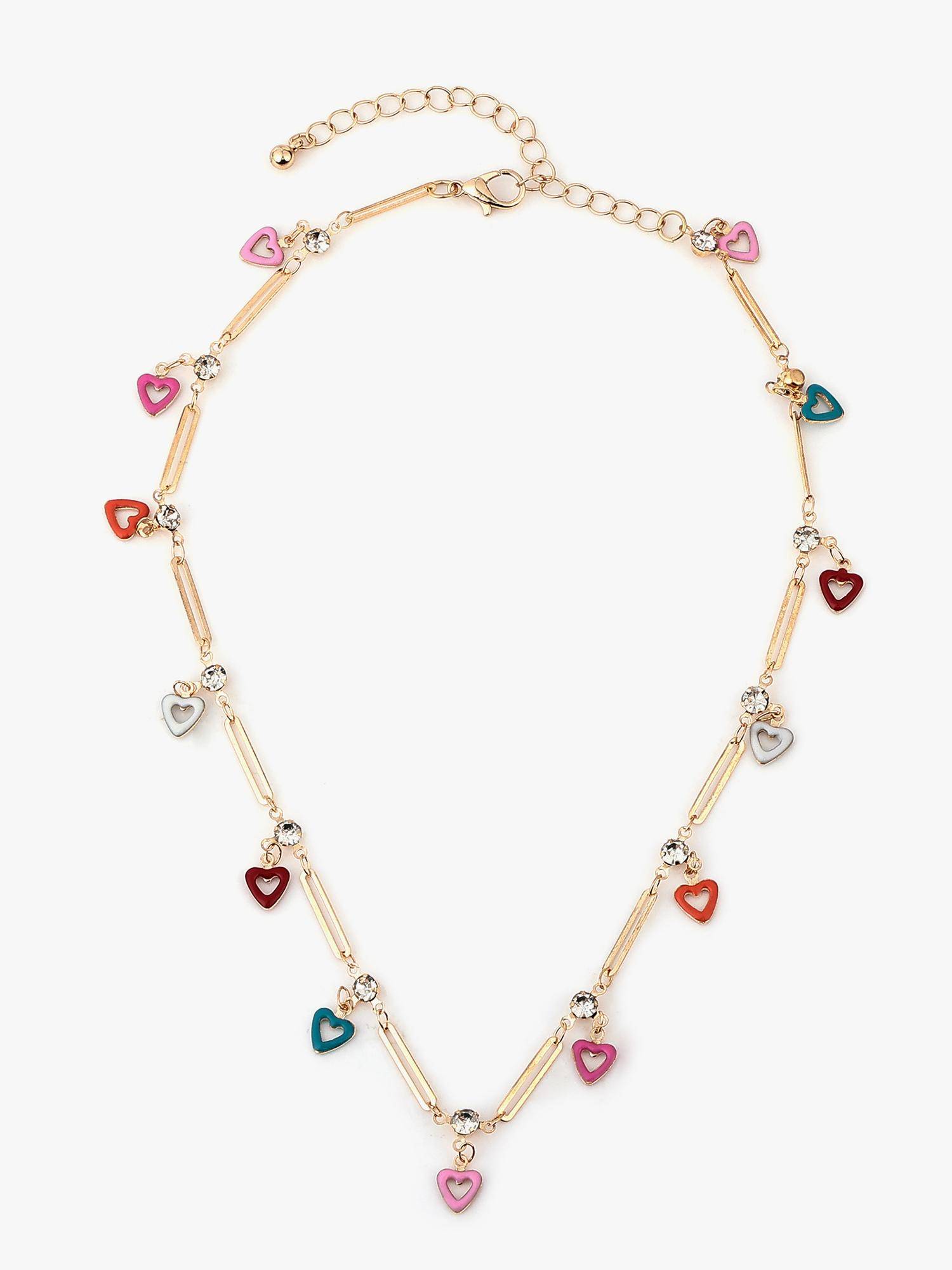 Kazo Multi-Color Floren Heart Chain Necklace