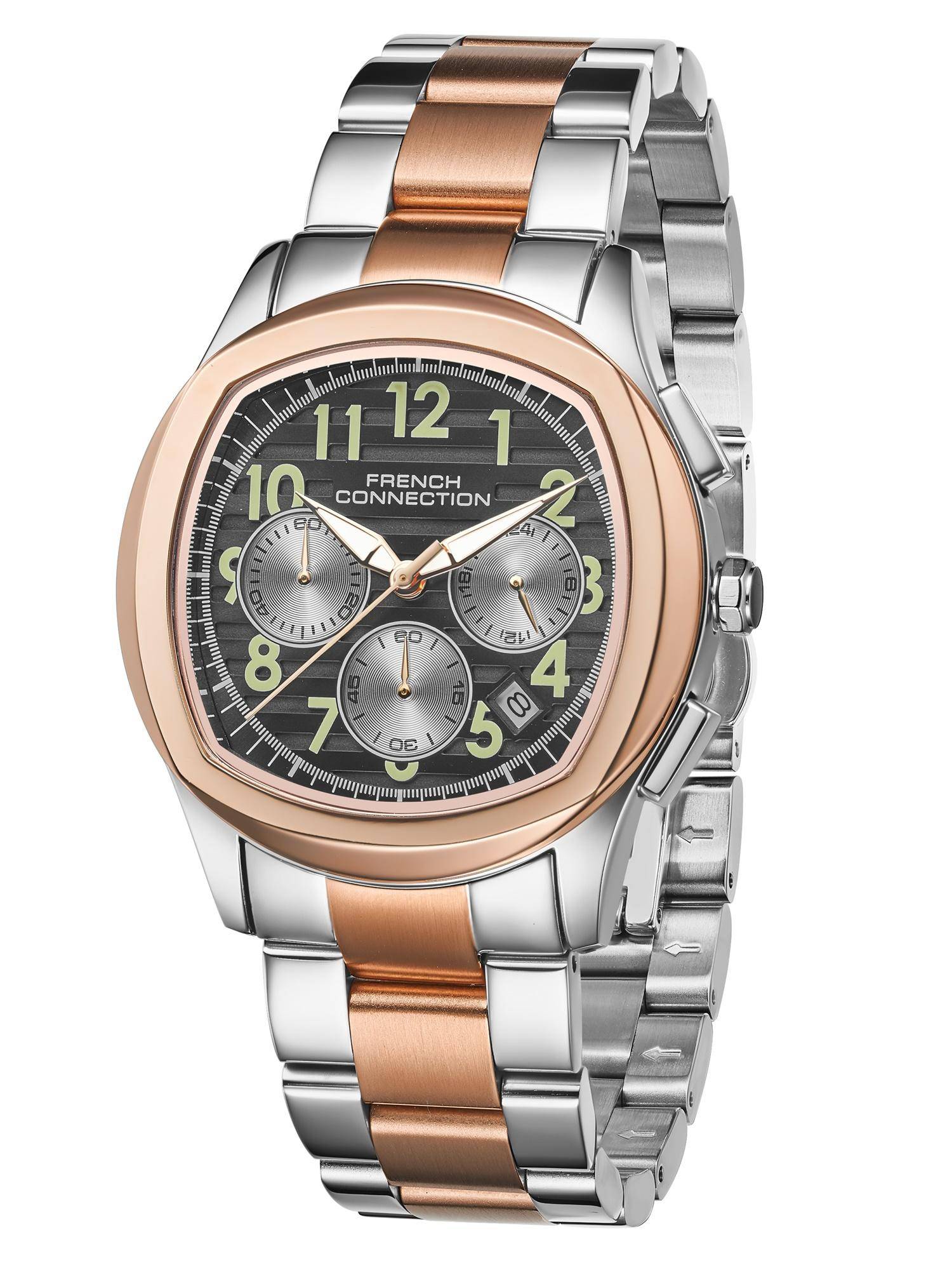 French Connection Megachron Mens Black Round Dial Chronograph Watch - FCD5RTM (M)