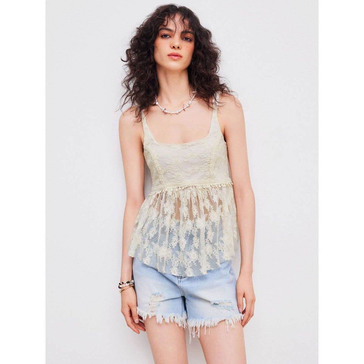 ruffle hem cami top