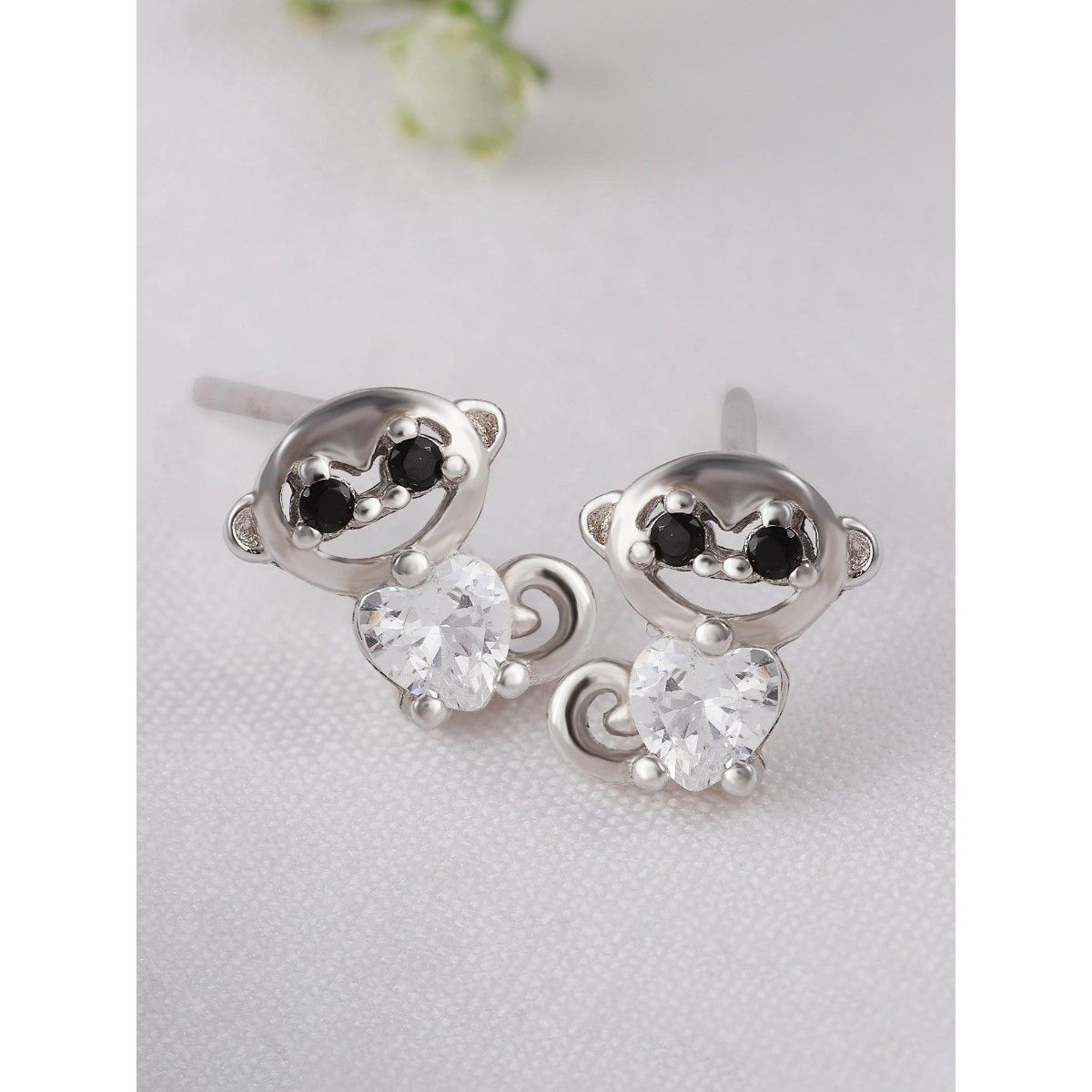 Giva Sterling Silver Charming Monkey Earrings For Women(One Size)