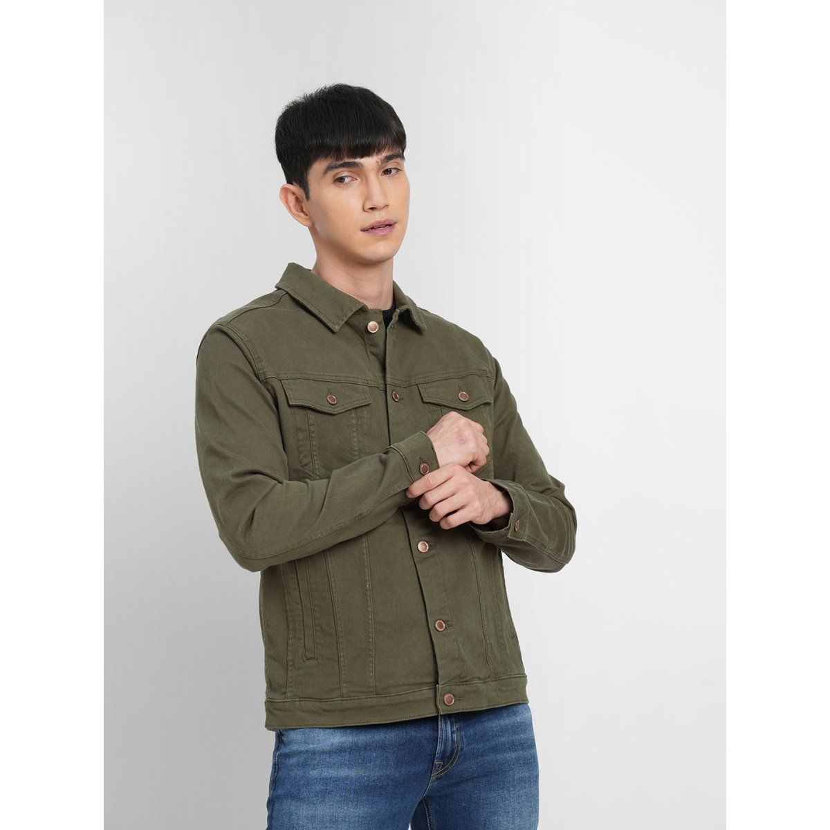 Buy Jack Jones Green Trucker Denim Jacket Online