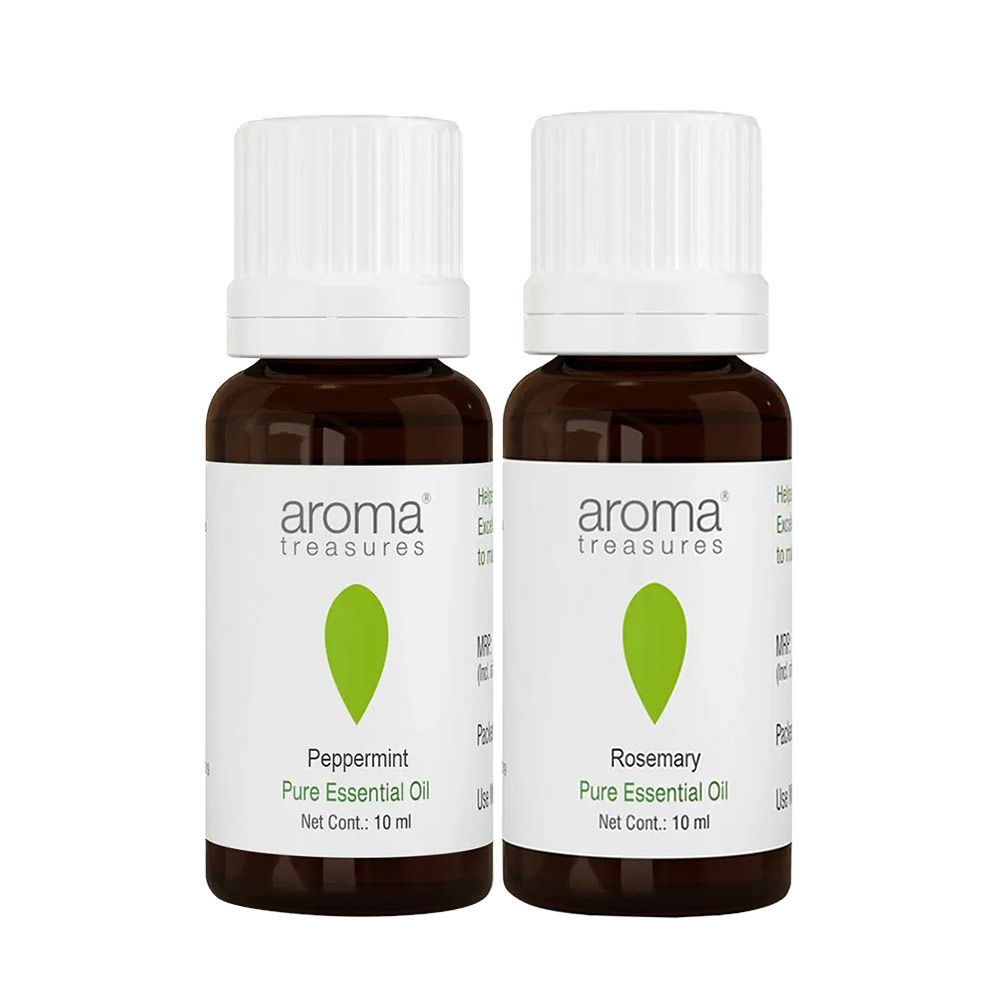 Aroma Treasures Rosemary and Peppermint Pure Essential Oil Combo Pack