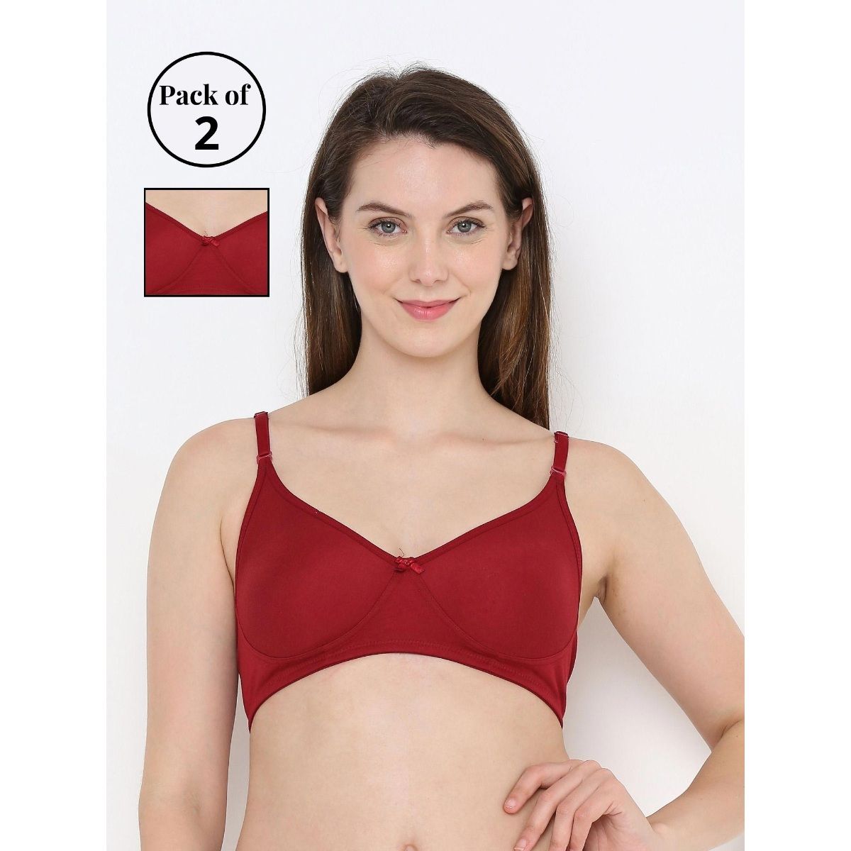 Buy Berry S Intimatess Everyday Comfort Double Layered Non Wired Maroon Bra Pack Of Online