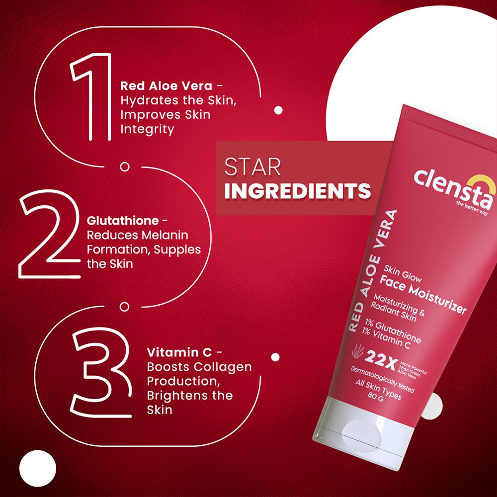 Buy Clensta Red Aloe Vera Skin Glow Face Moisturizer With Vitamin C For