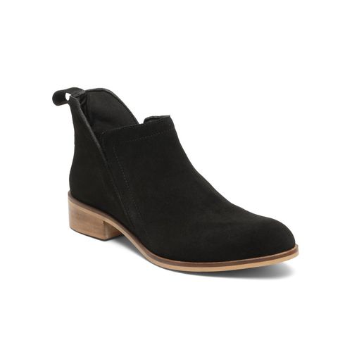 Buy Teakwood Women Black Suede Leather Blocked Heel Chelsea Boots