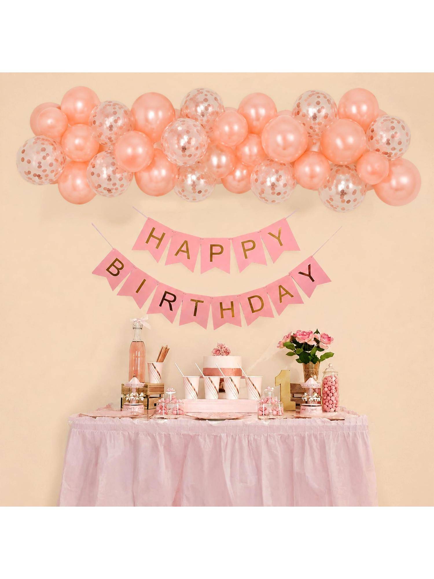 Special You Rose Gold Birthday Kit With Metallic Balloons, Confetti Balloons & Banner (23 Pcs)