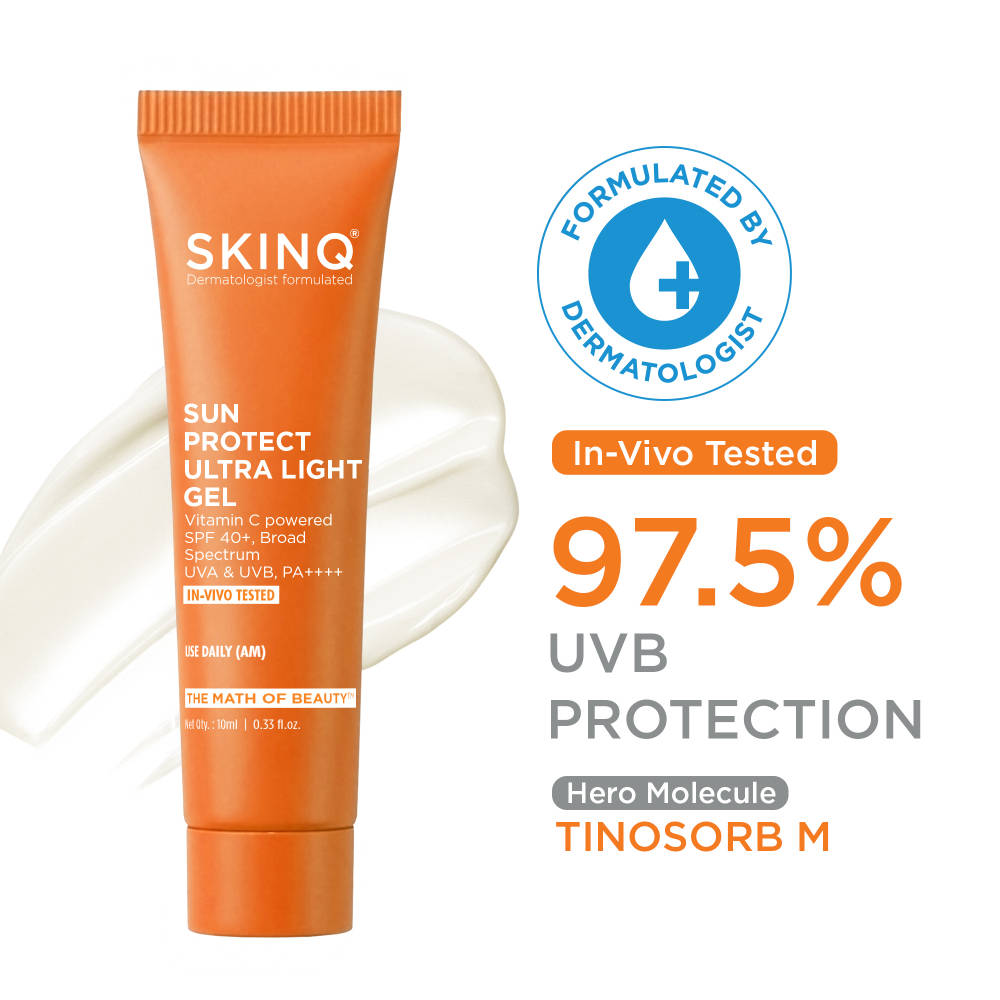 SKINQ SPF 50+ PA++++ Detan Sunscreen Gel No White Cast With Vitamin C Lightweight