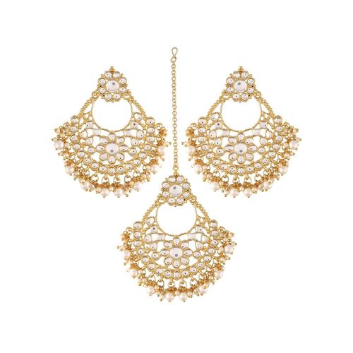Buy I Jewels Gold Plated Traditional Kundan Pearl Earrings with