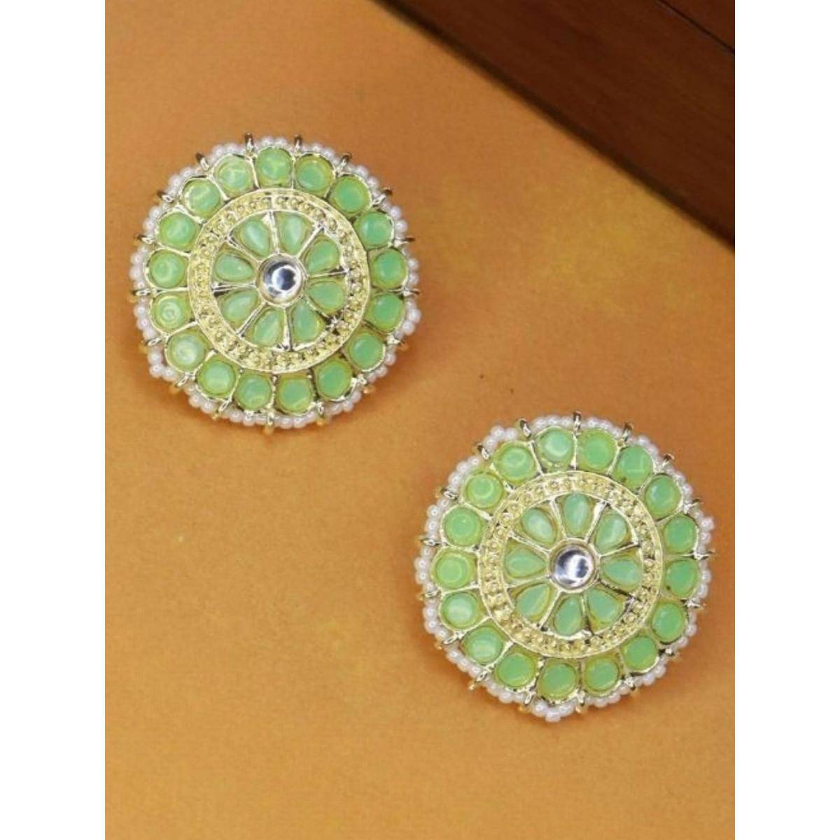 I Jewels Gold Plated Traditional Kundan & Pearl Earrings