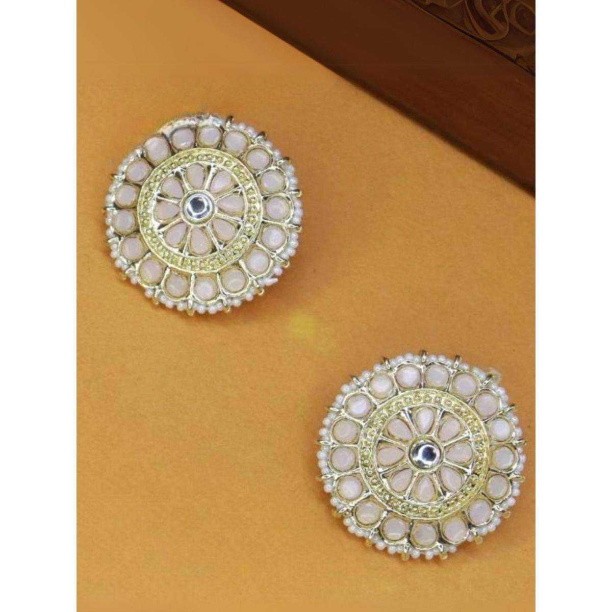 I Jewels Gold Plated Traditional Kundan & Pearl Earrings
