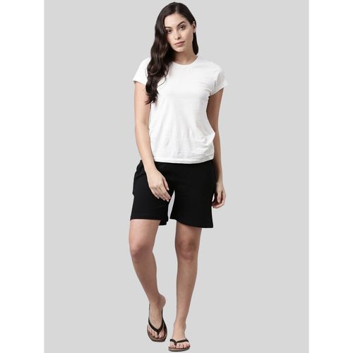 Kryptic Women Black Solid Cotton Lounge Shorts (Pack of 2) (XL)