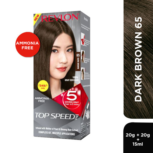 Revlon Top Speed Hair Color 5 Cover Gray Hair In 5Mins Dark Brown 65: Buy  Revlon Top Speed Hair Color 5 Cover Gray Hair In 5Mins Dark Brown 65 Online  at Best