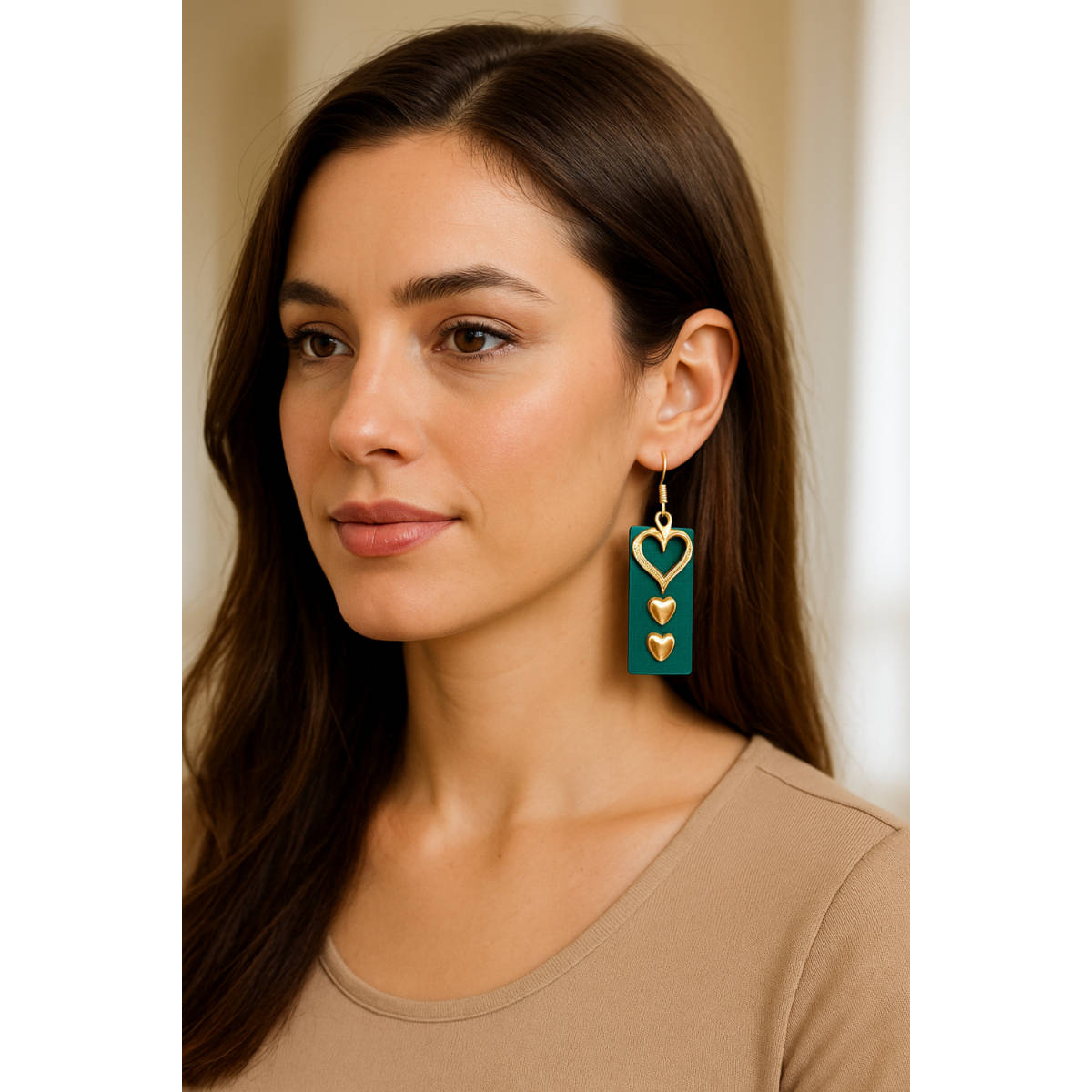 VIRAASI Teal Heart-Shaped Earrings