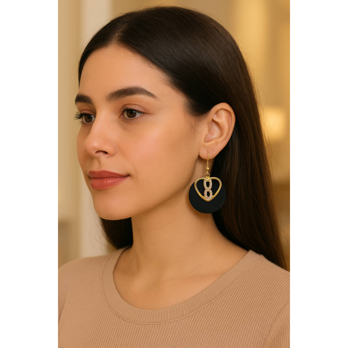 VIRAASI Black Infinity Round Earrings