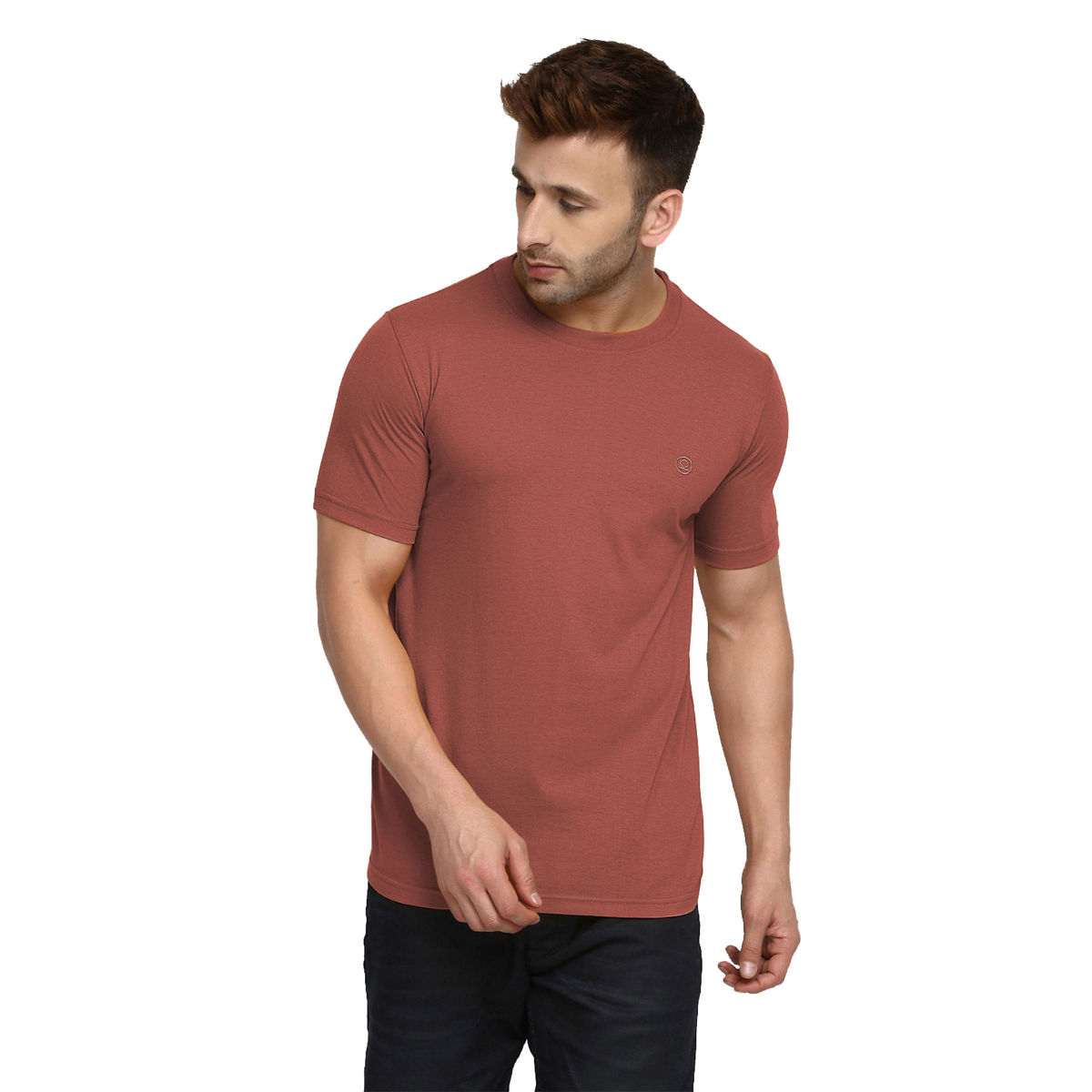 CHKOKKO Rust Round Neck T-Shirt (S)