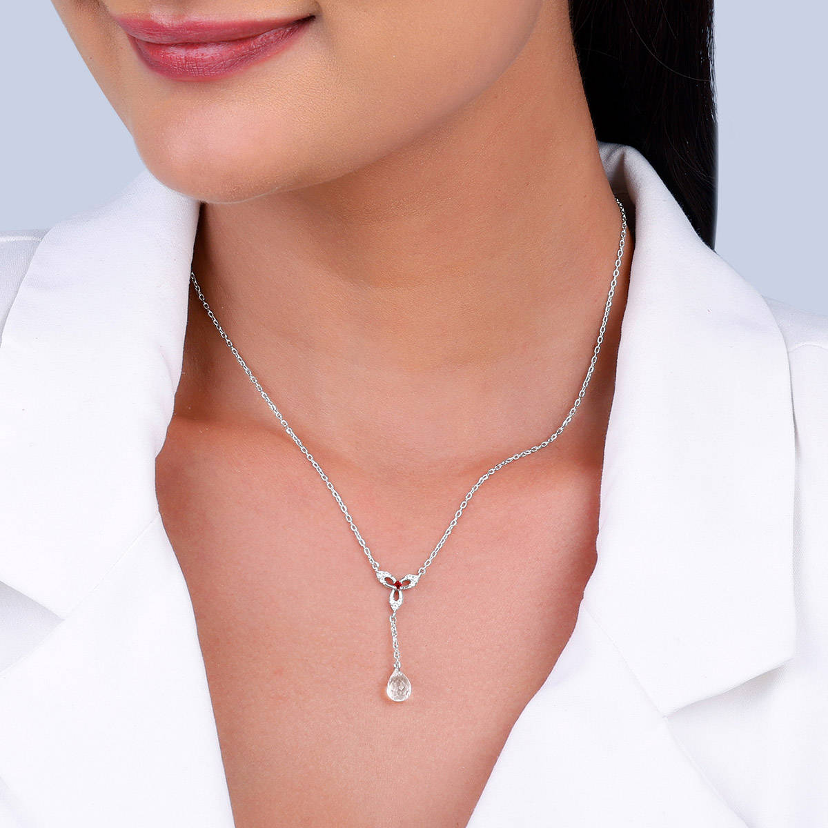 GIVA 925 Silver Heart in Heart Necklace