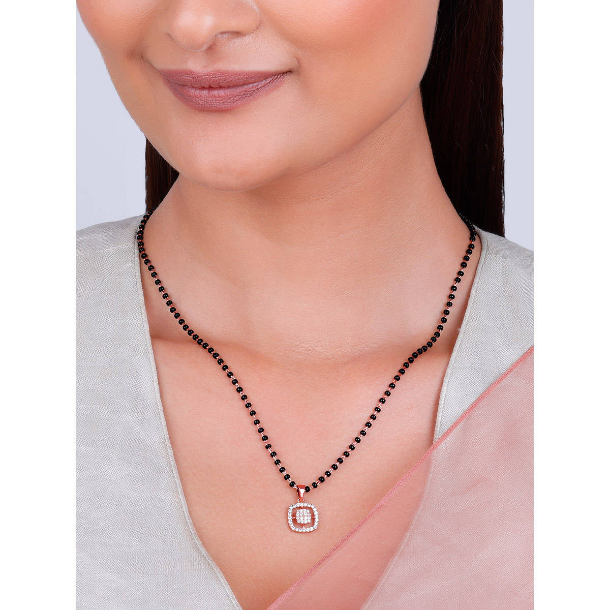 GIVA 925 Silver Rose Gold Equal Partners Mangalsutra