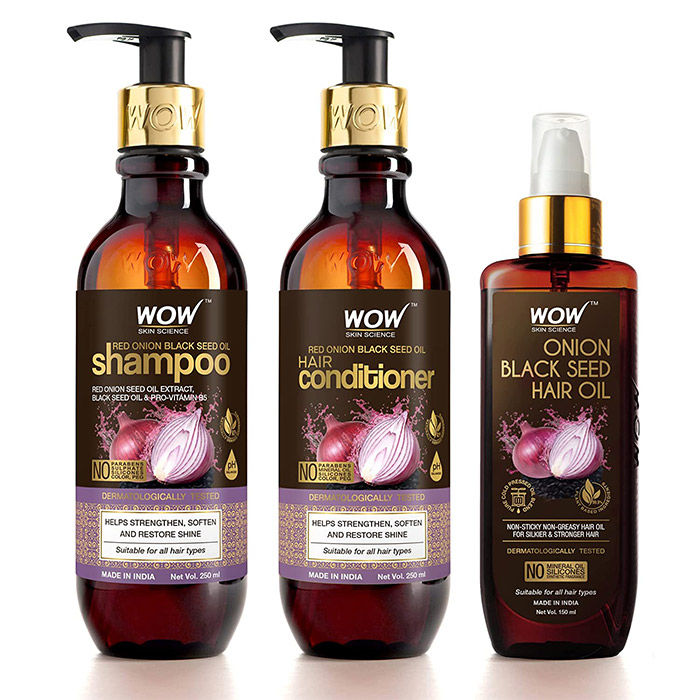 WOW Skin Science Onion Black Seed Oil Hair Care Kit (shampoo + Hair  Conditioner + Hair Oil): Buy WOW Skin Science Onion Black Seed Oil Hair  Care Kit (shampoo + Hair Conditioner + Hair Oil) Online at Best Price in  India | Nykaa