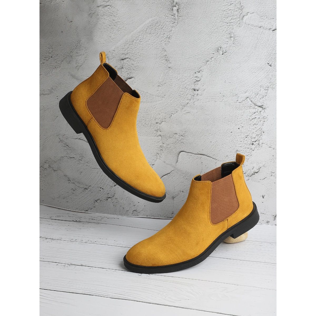 Buy Carlton London Men Mustard Solid/Plain Boots Online