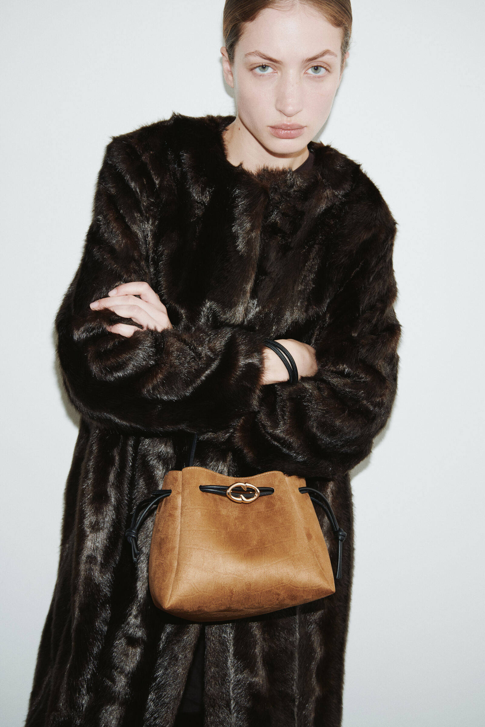 H&M Women Brown Drawstring-Detail Shoulder Bag