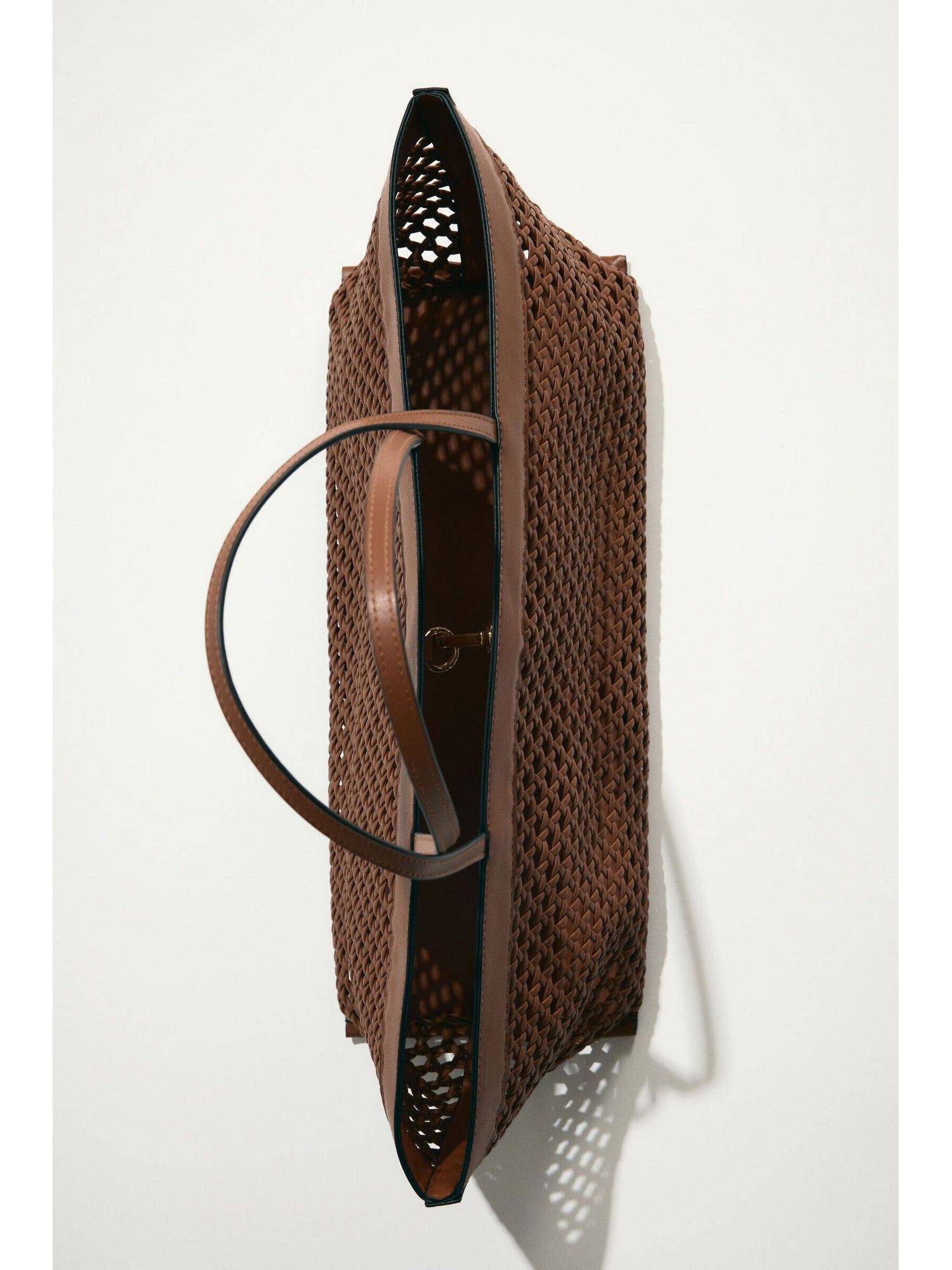 H&M Women Brown Lattice-Weave Shopper (One Size)