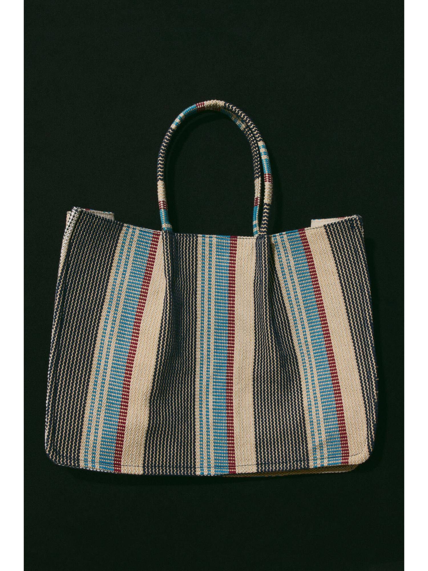 H&M Women Blue Jacquard-Weave Tote Bag (One Size)