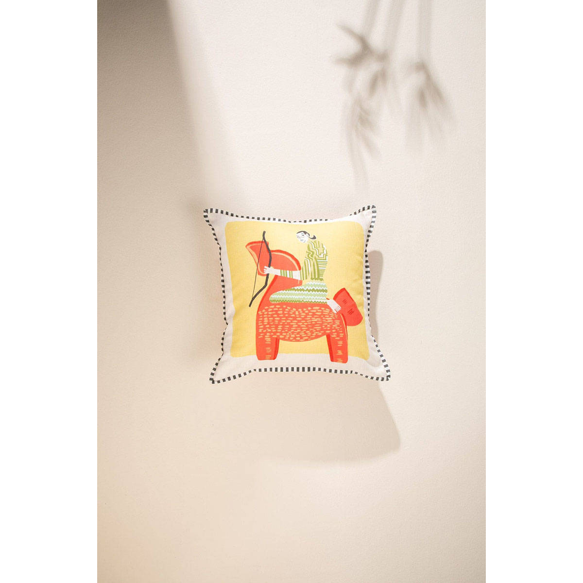 Freedom Tree Sagittarius Curious Explorer Cotton Yellow Cushion Cover - 16x16 Inches