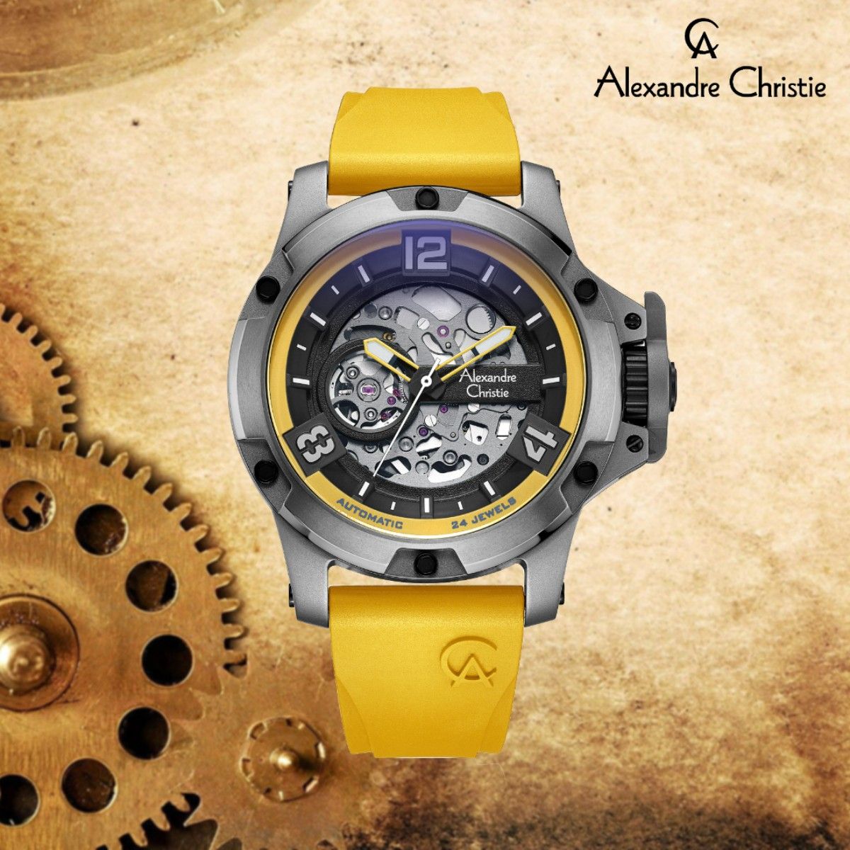 AC 2744 BFR Ladies Multi Function Watch - Bumblebee Yellow - Alexandre  Christie
