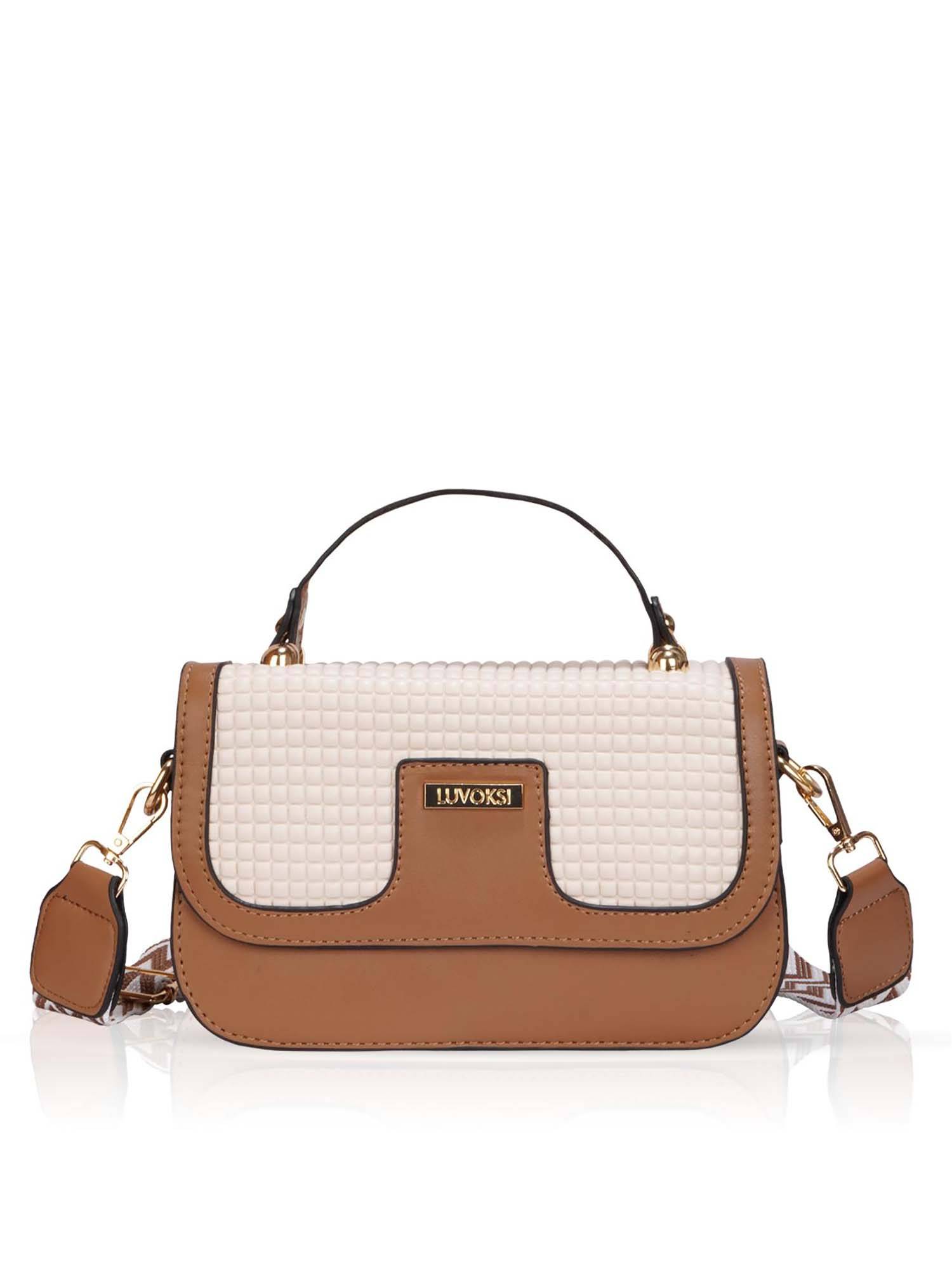 LUVOKSI Brown Textured Polyurethane Slingbag with Detachable Strap