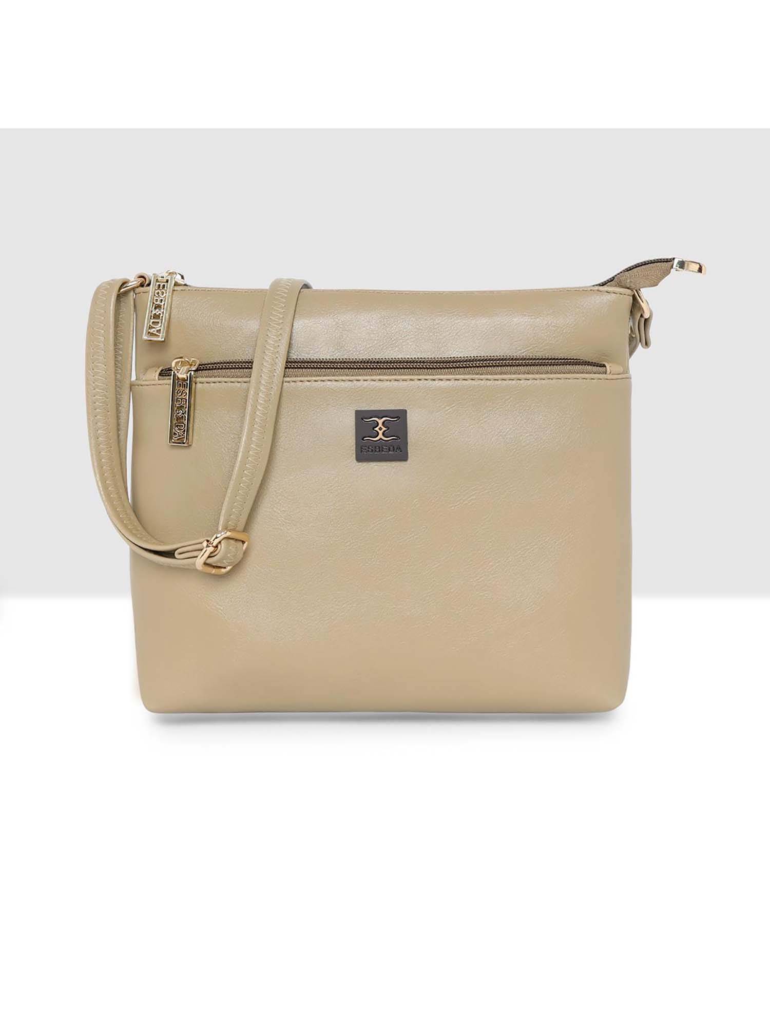 ESBEDA Beige Solid Pu Slingbag