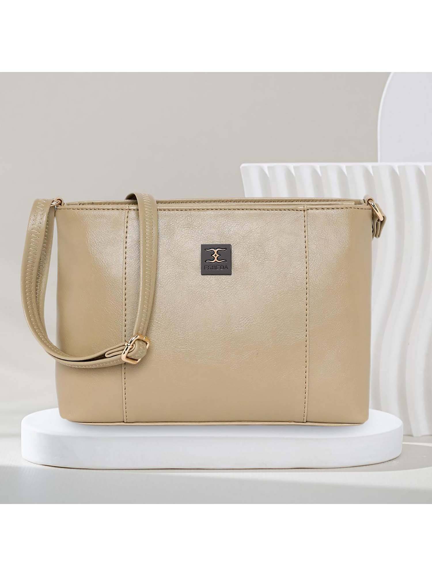 ESBEDA Beige Solid Pu Slingbag