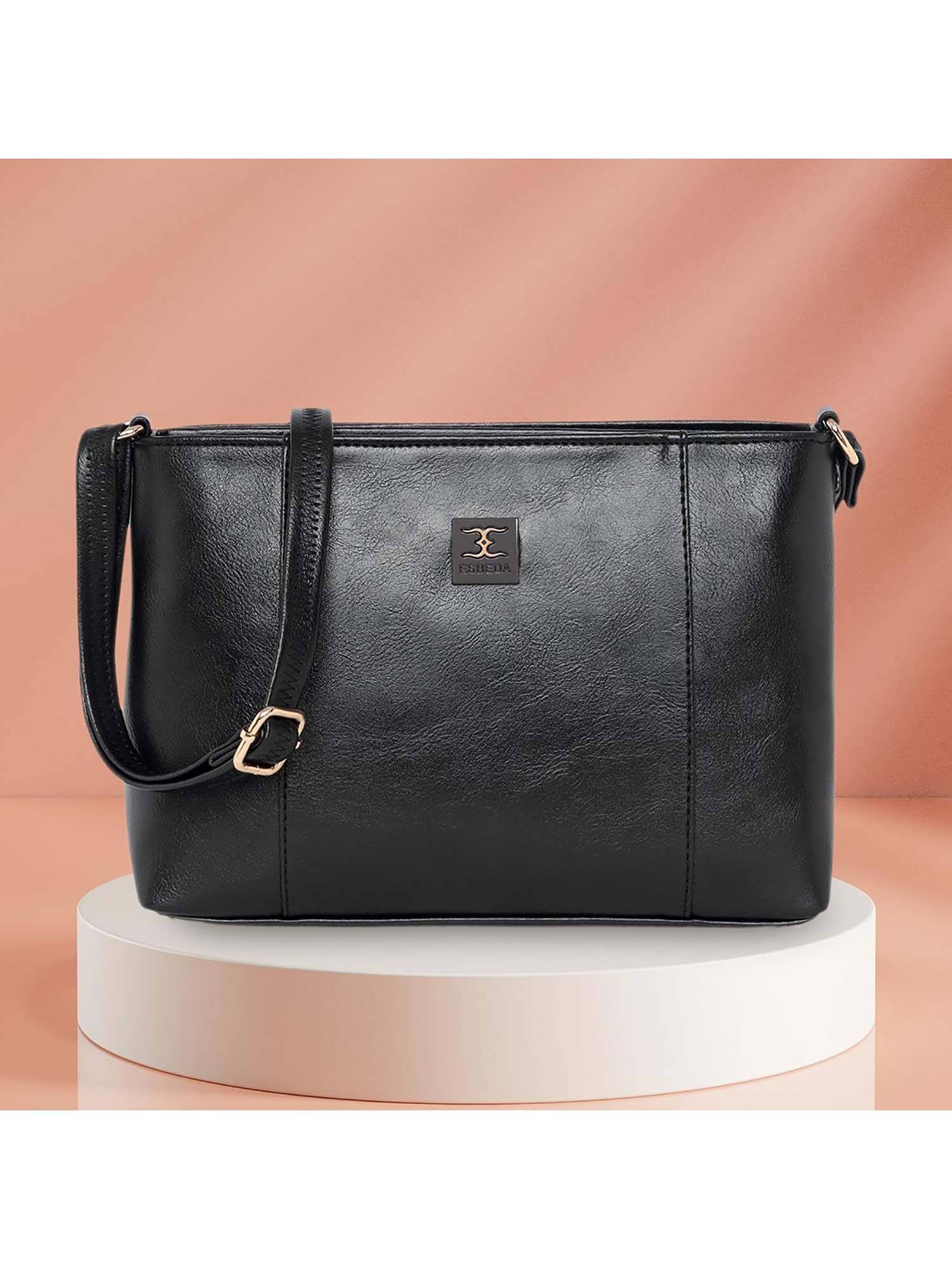 ESBEDA Black Solid Pu Slingbag