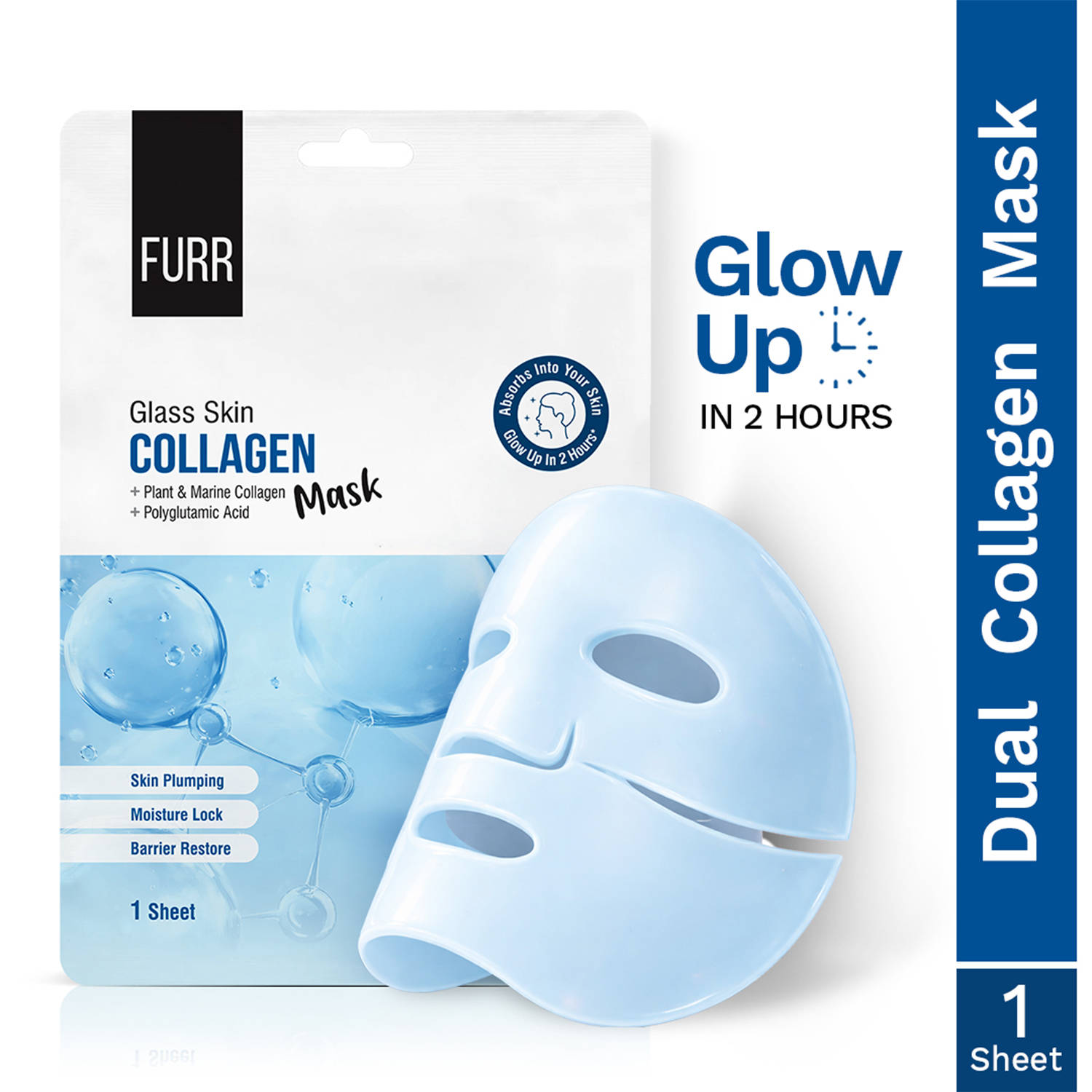 FURR Glass Skin Collagen Glow Up In 2 Hrs Deep Hydration Face Mask For Overnight Or Day Use