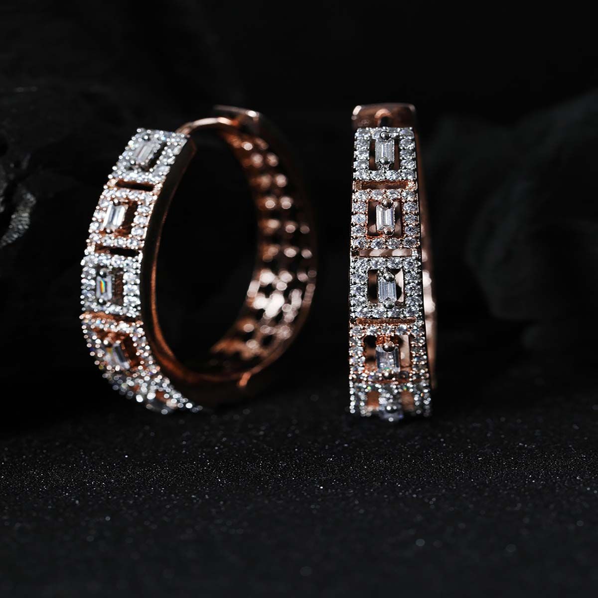 Rose Gold Designer Earrings  South India Jewels