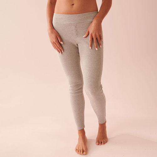 Buy La Vie En Rose Ribbed Fitted Pants - Grey Online