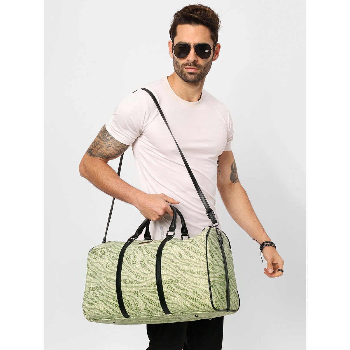 Buy ESBEDA Green Printed Duffle Bag For Mens and Womens L Online