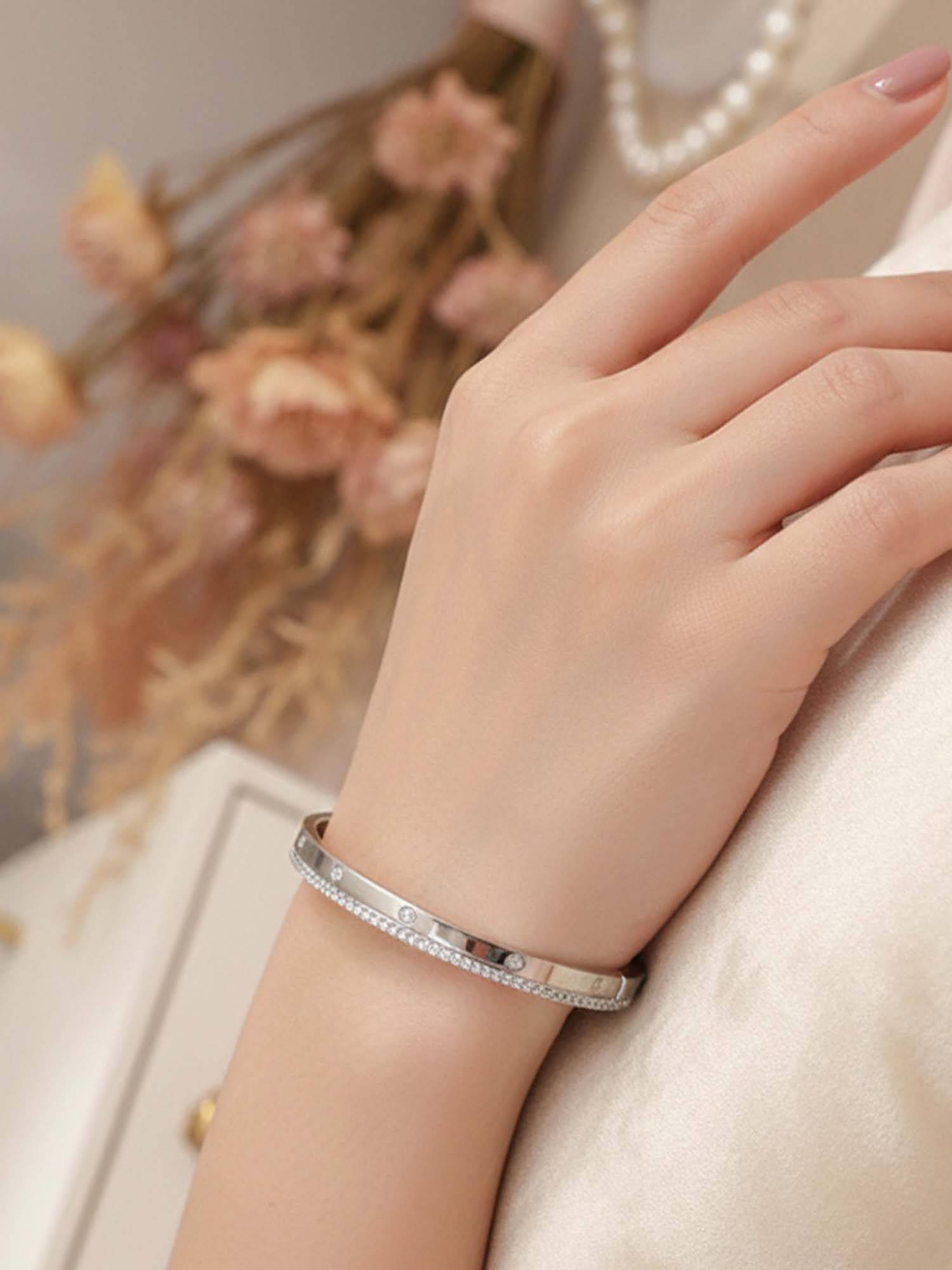 925 SILLER 925 Pure Silver Adjustable Bracelet