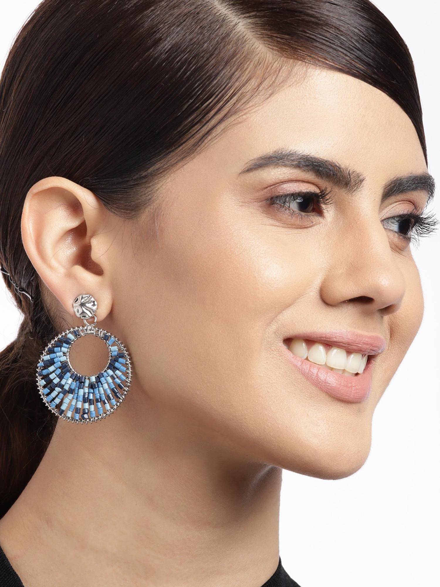 RICHEERA Blue Circular Drop Earrings