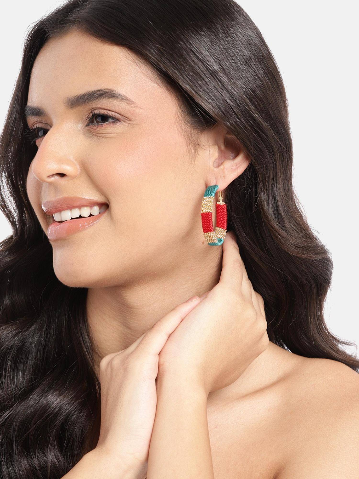 RICHEERA Contemporary Multi-Colour Hoop Earrings