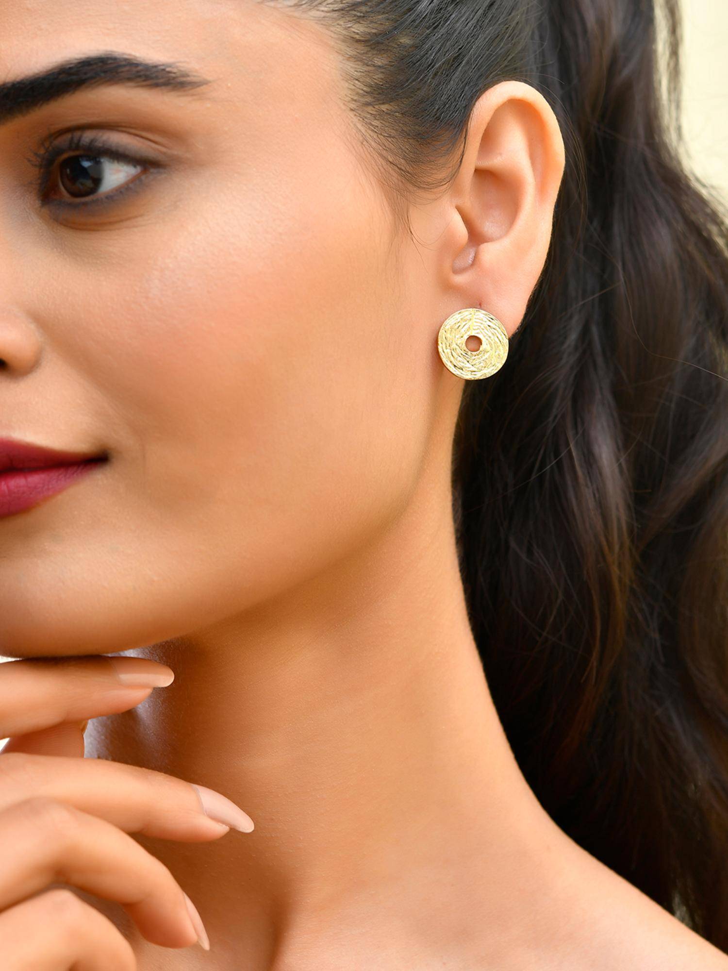 RICHEERA Gold Plated Contemporary Studs Earrings