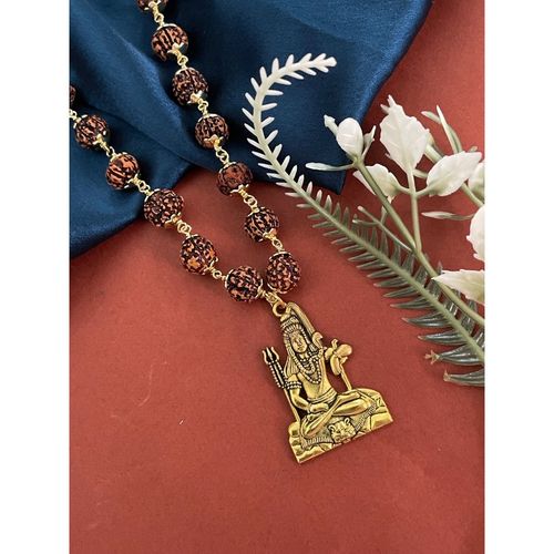 Buy Digital Dress Room Lord Shiva Pendant Rudraksha Gold Mala Online