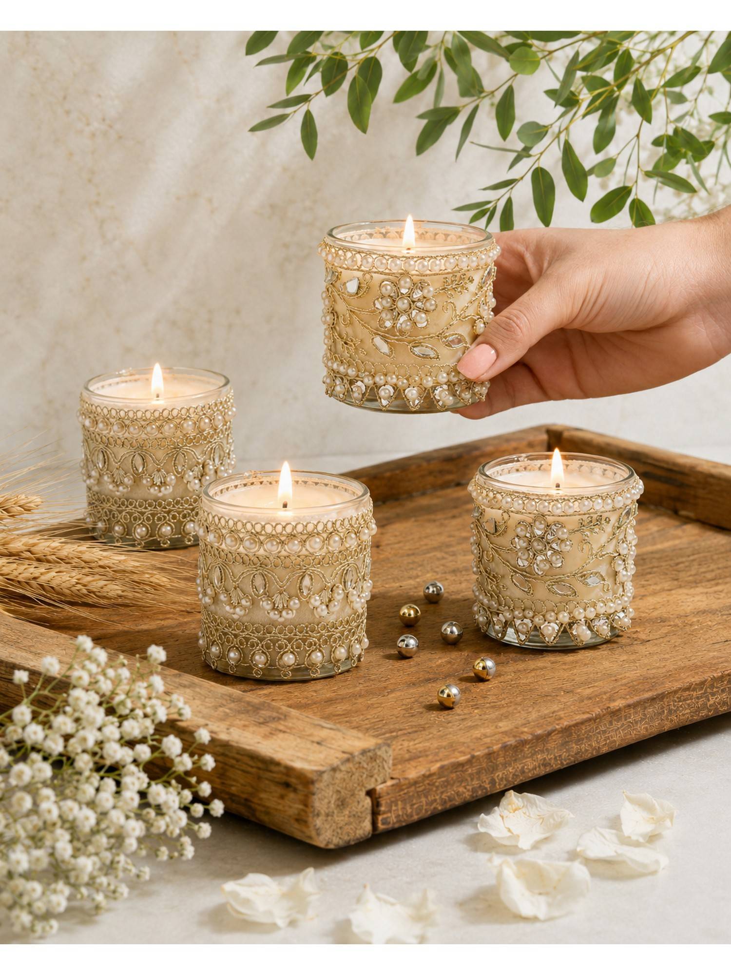 Rad Living Nazakat Raat Bloom & Oud Kissed Rose Scented Candles (Pack of 2)