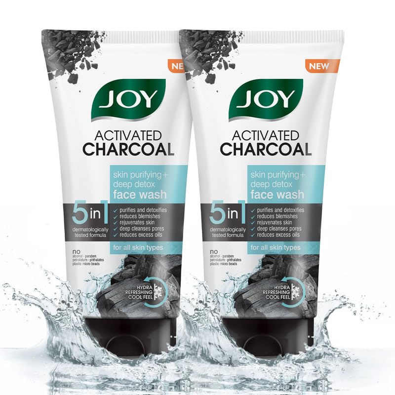 Joy Activated Charcoal Face Wash For Oily Skin To Controls Oil & Removes Dirt & Blackheads (Pack Of 2)